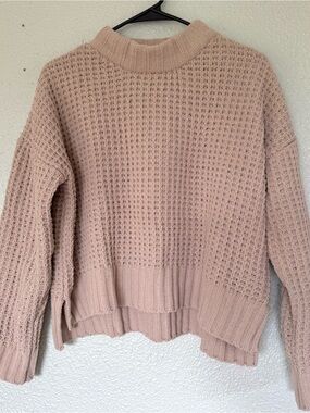 Altar'd State Soft cream/beige Waffle-Knit Turtleneck Sweater